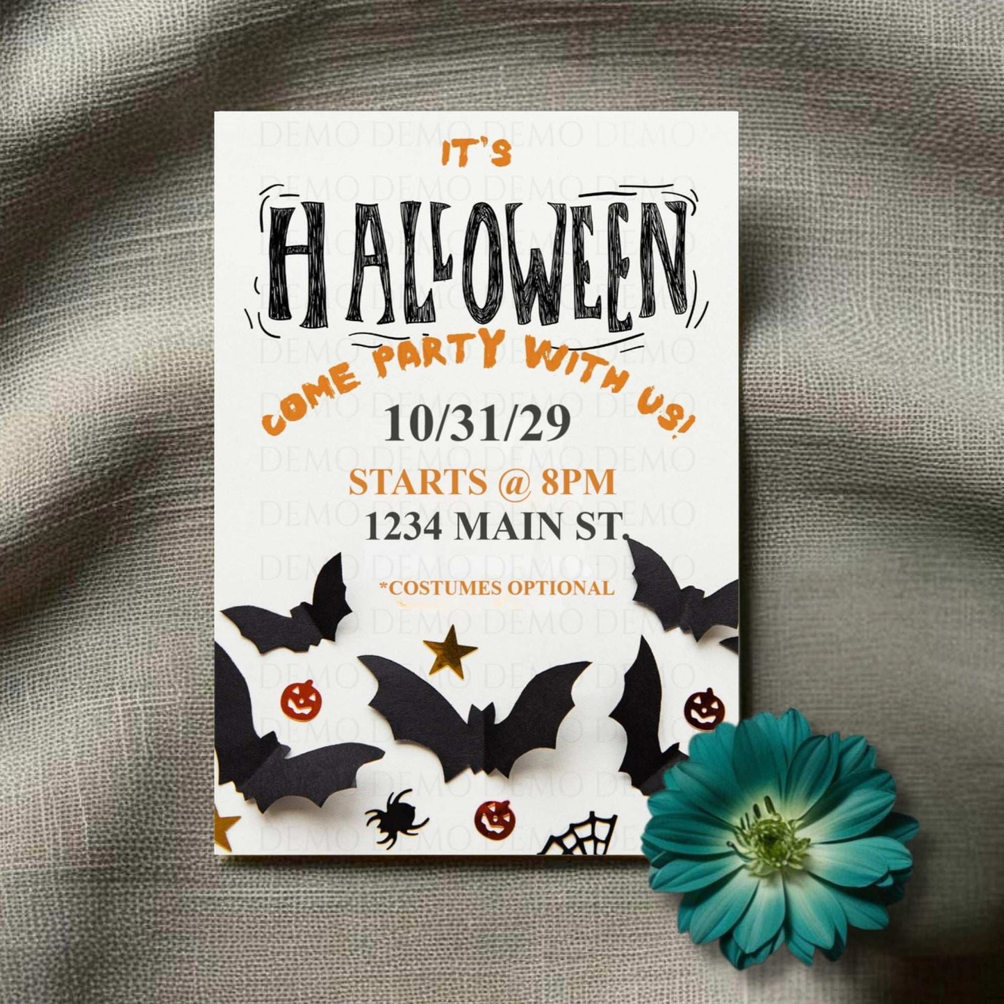 Personalized Halloween Bats Invitation