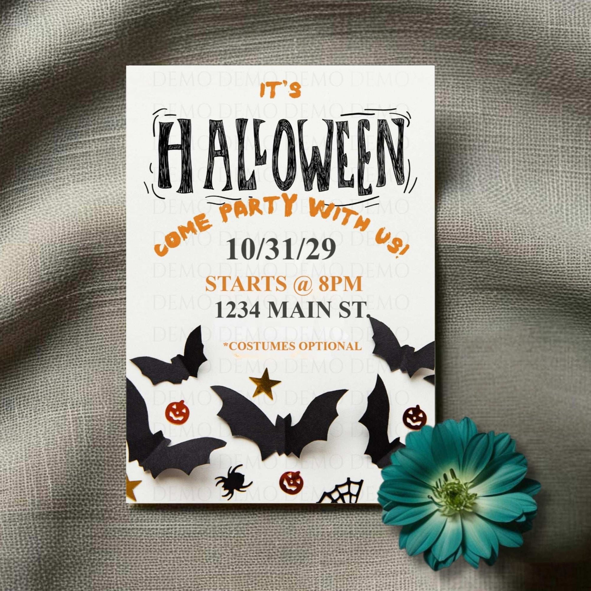Personalized Halloween Bats Invitation