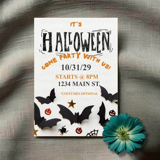 Personalized Halloween Bats Invitation