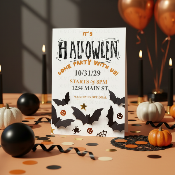 Personalized Halloween Bats Invitation