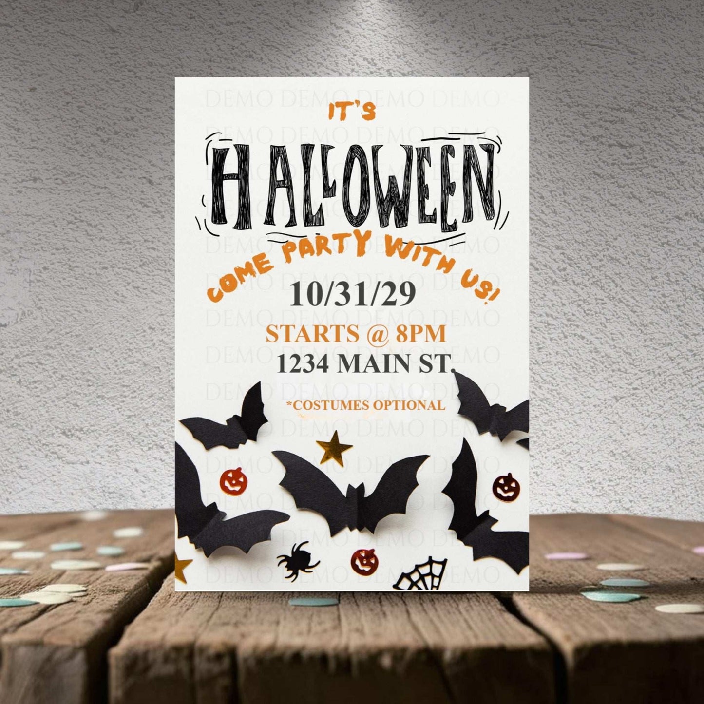 Personalized Halloween Bats Invitation
