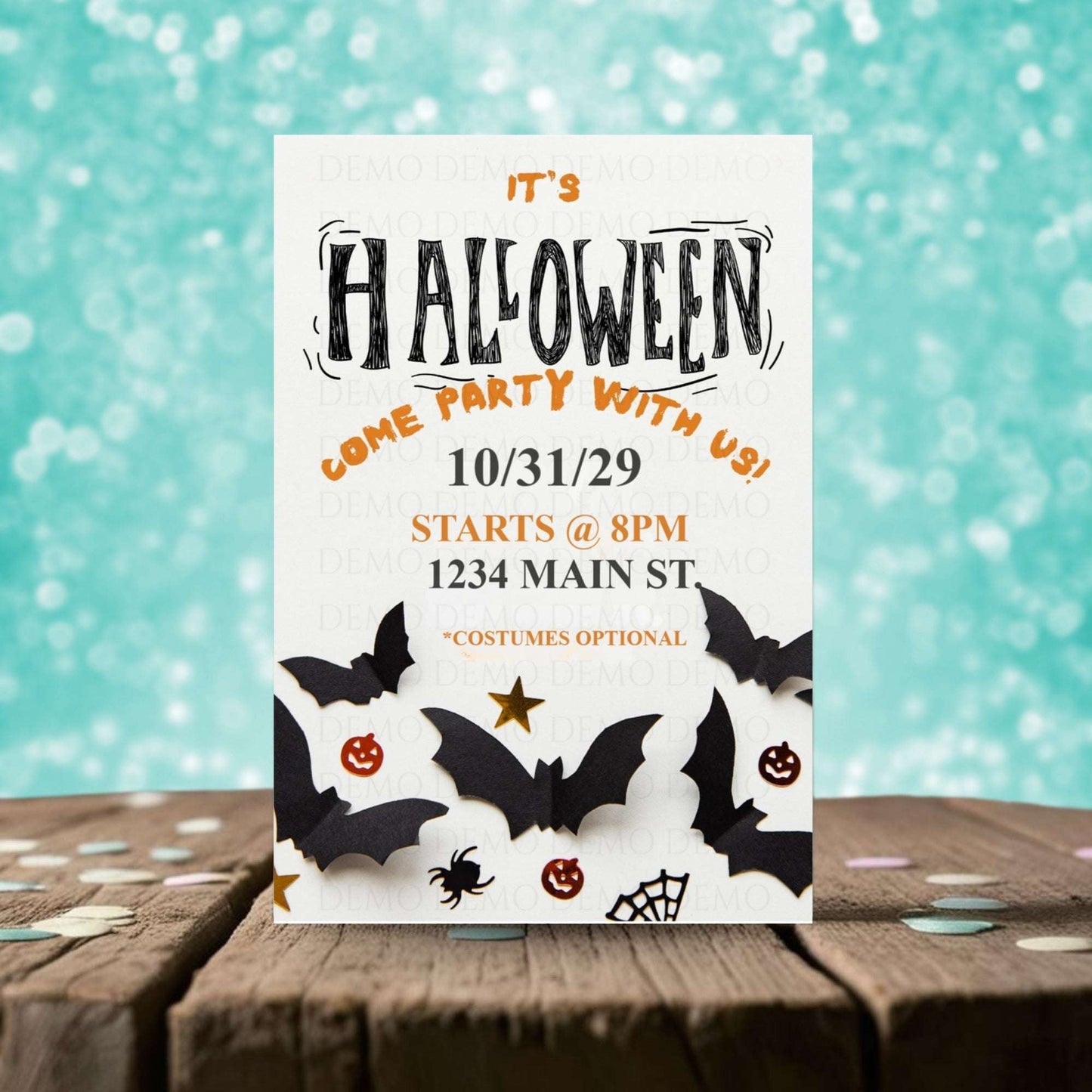 Personalized Halloween Bats Invitation
