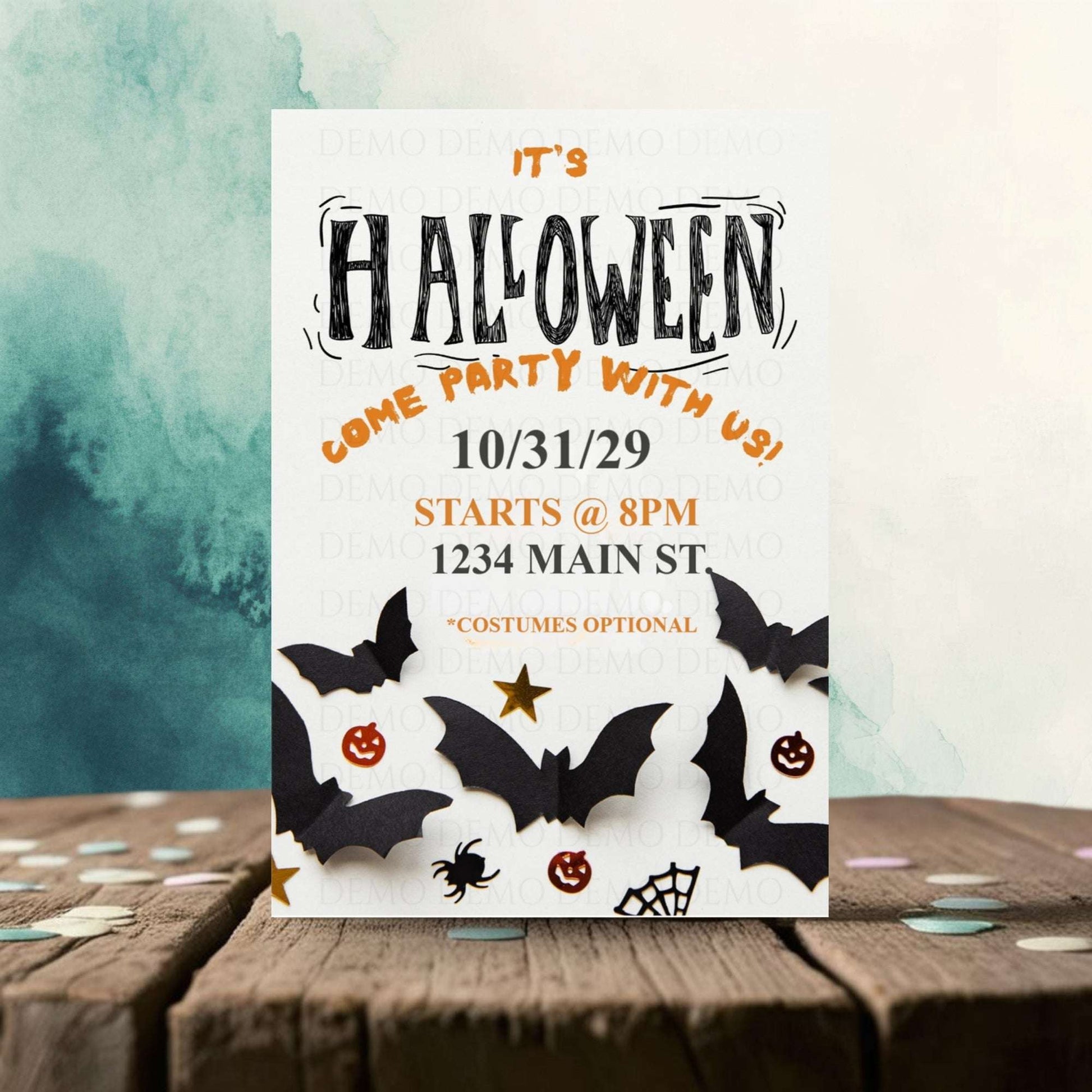 Personalized Halloween Bats Invitation