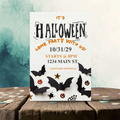 Personalized Halloween Bats Invitation