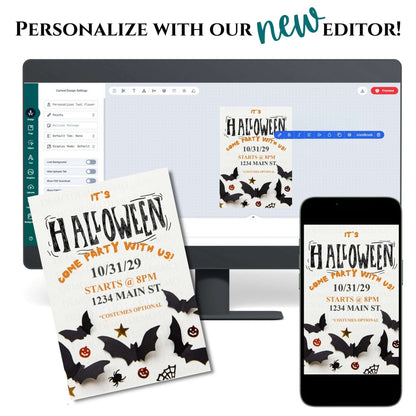 Personalized Halloween Bats Invitation