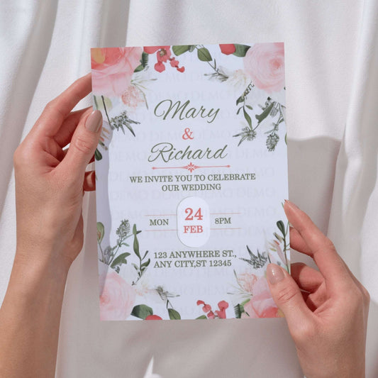 Pink Peony Wedding Invitation – Personalized Floral Template