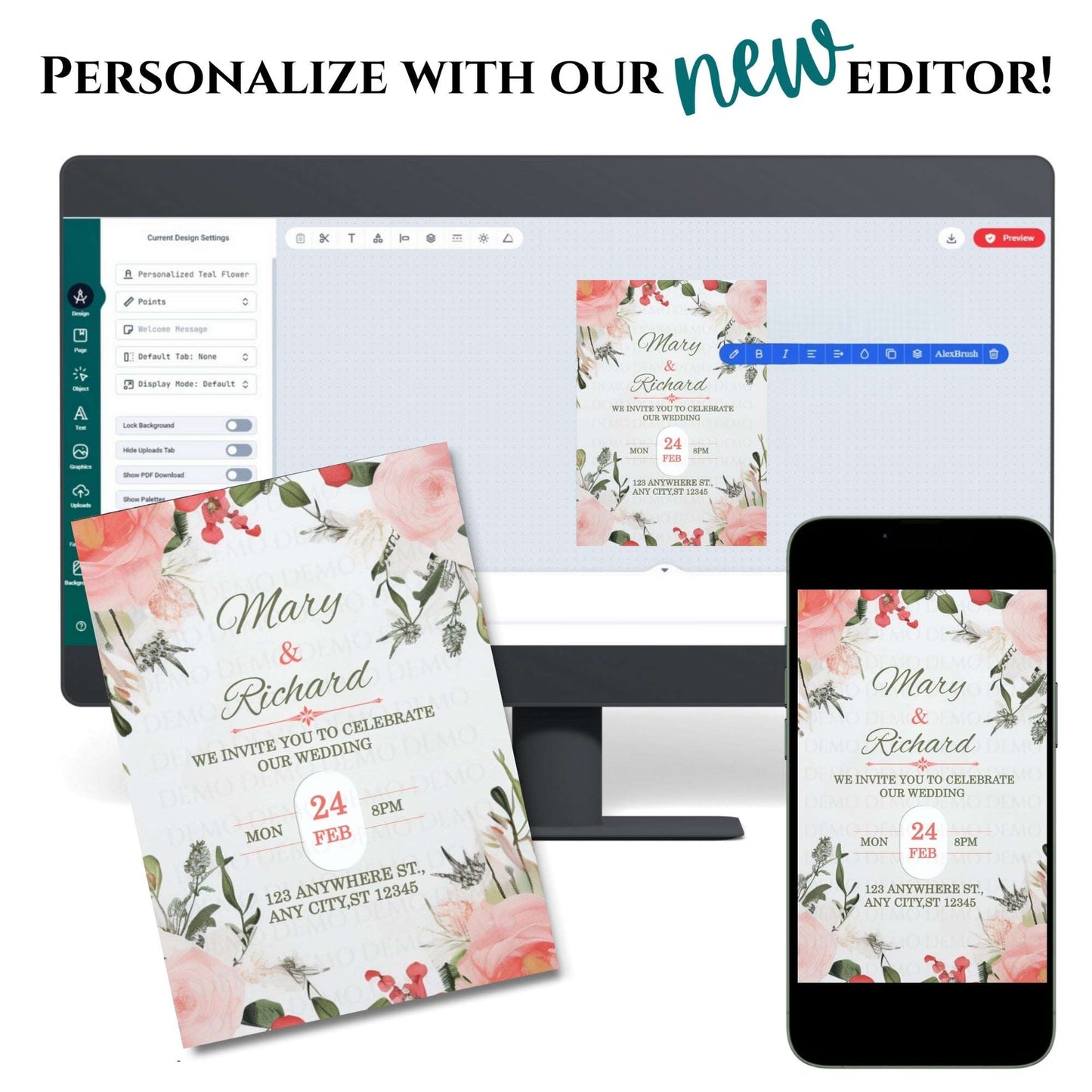 Pink Peony Wedding Invitation – Personalized Floral Template