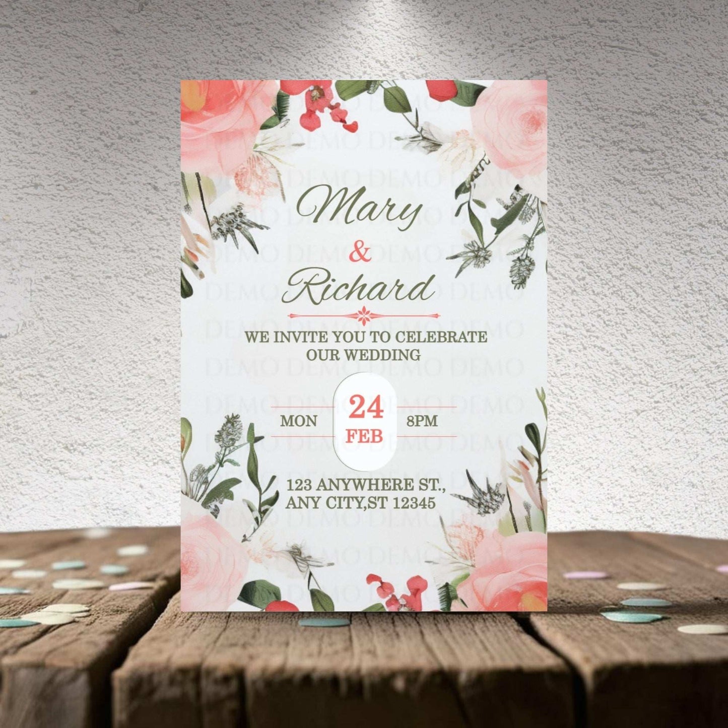 Pink Peony Wedding Invitation – Personalized Floral Template