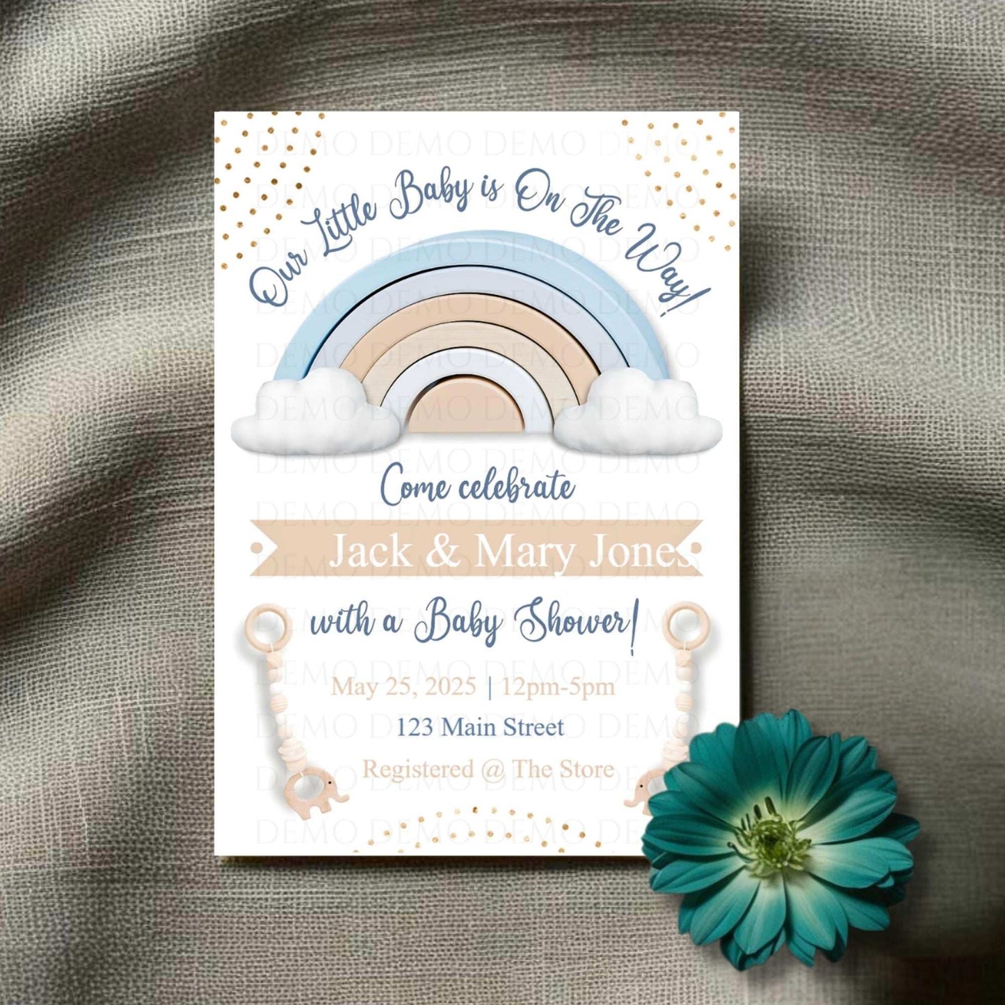 Personalized Rainbow Baby Shower Invitation