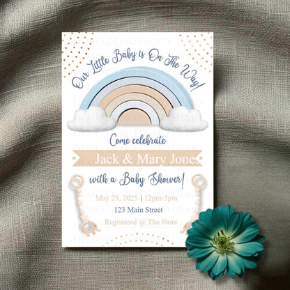 Personalized Rainbow Baby Shower Invitation