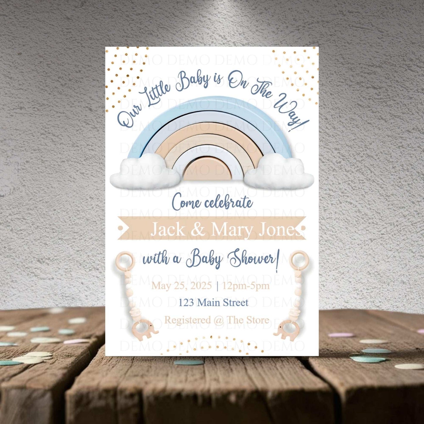 Personalized Rainbow Baby Shower Invitation