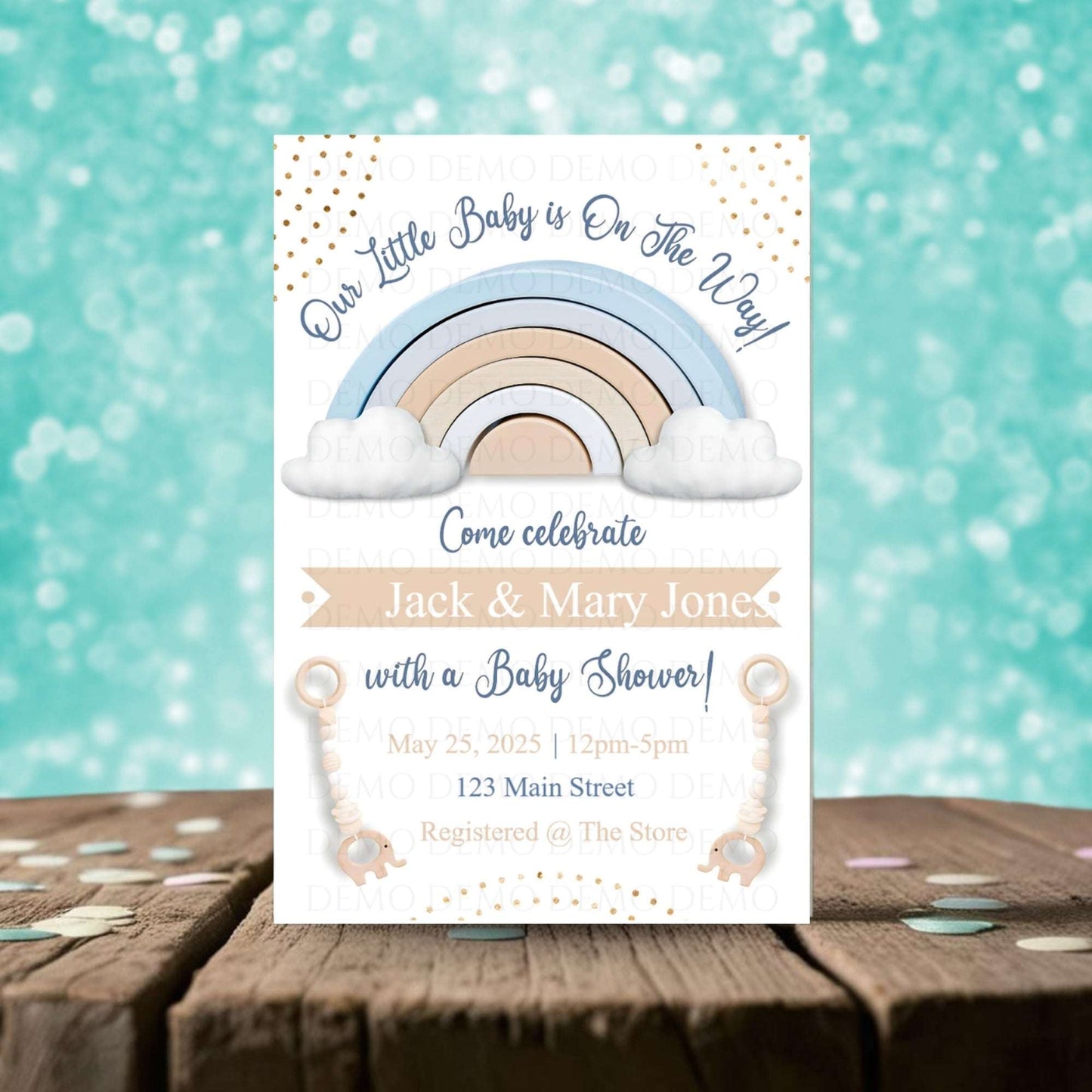 Personalized Rainbow Baby Shower Invitation
