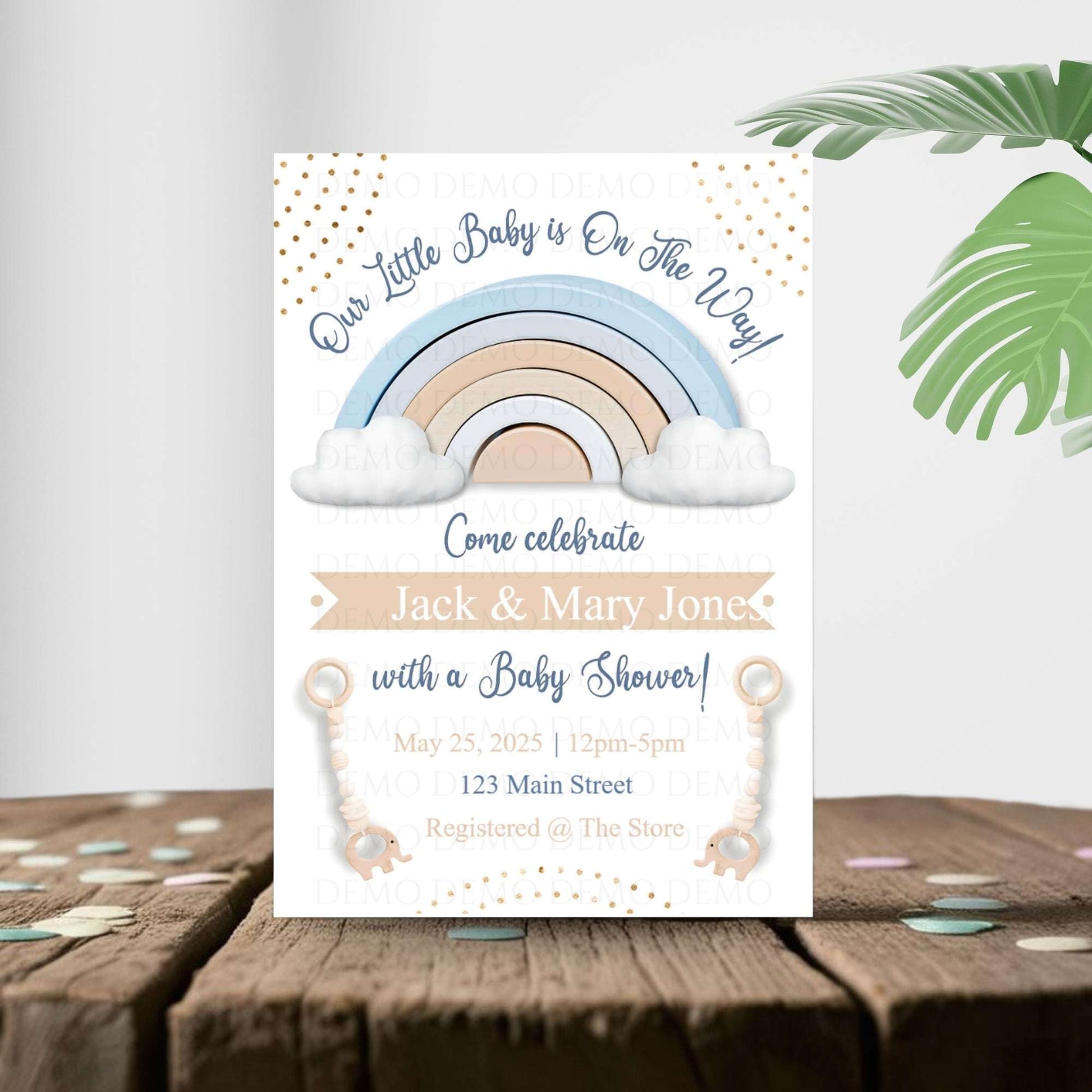 Personalized Rainbow Baby Shower Invitation