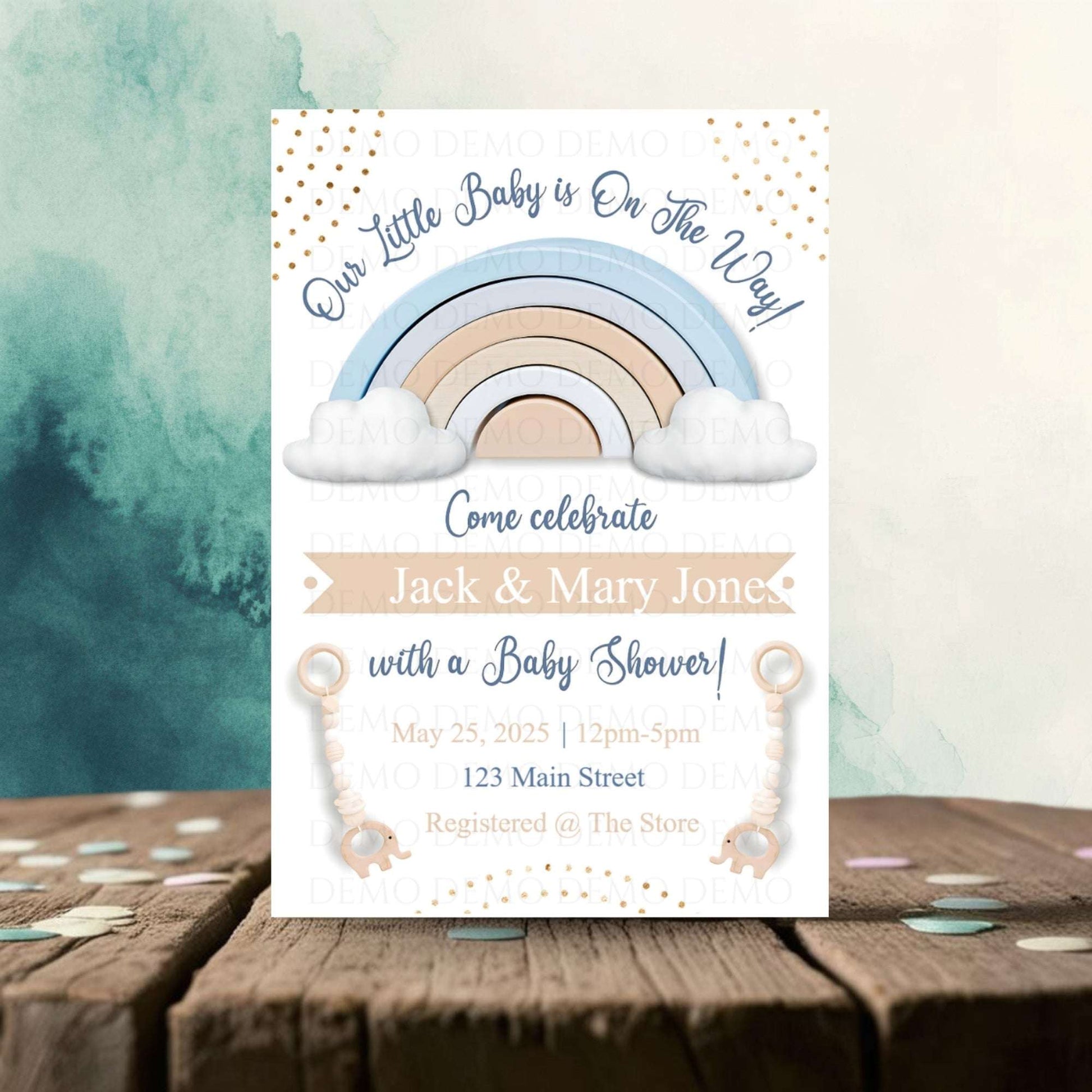 Personalized Rainbow Baby Shower Invitation