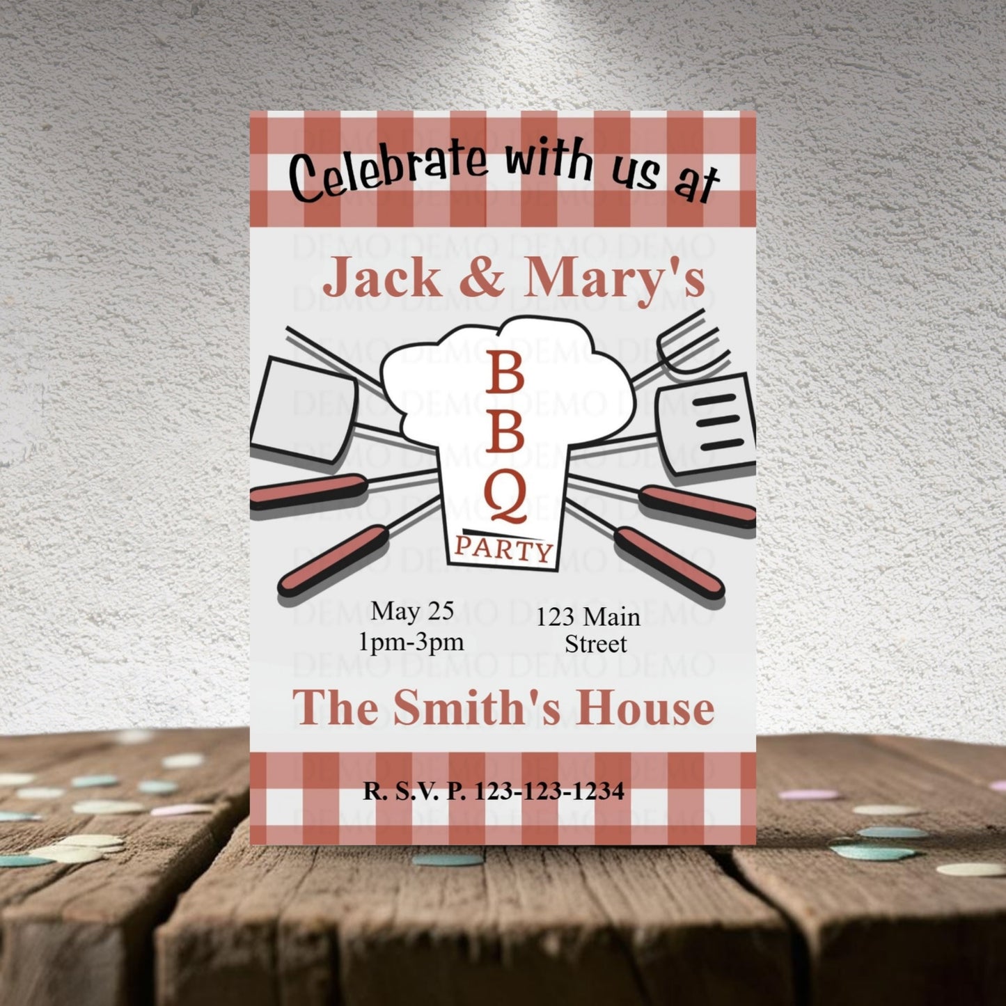Personalized Plaid BBQ Housewarming Invitation – Editable Backyard Party Template