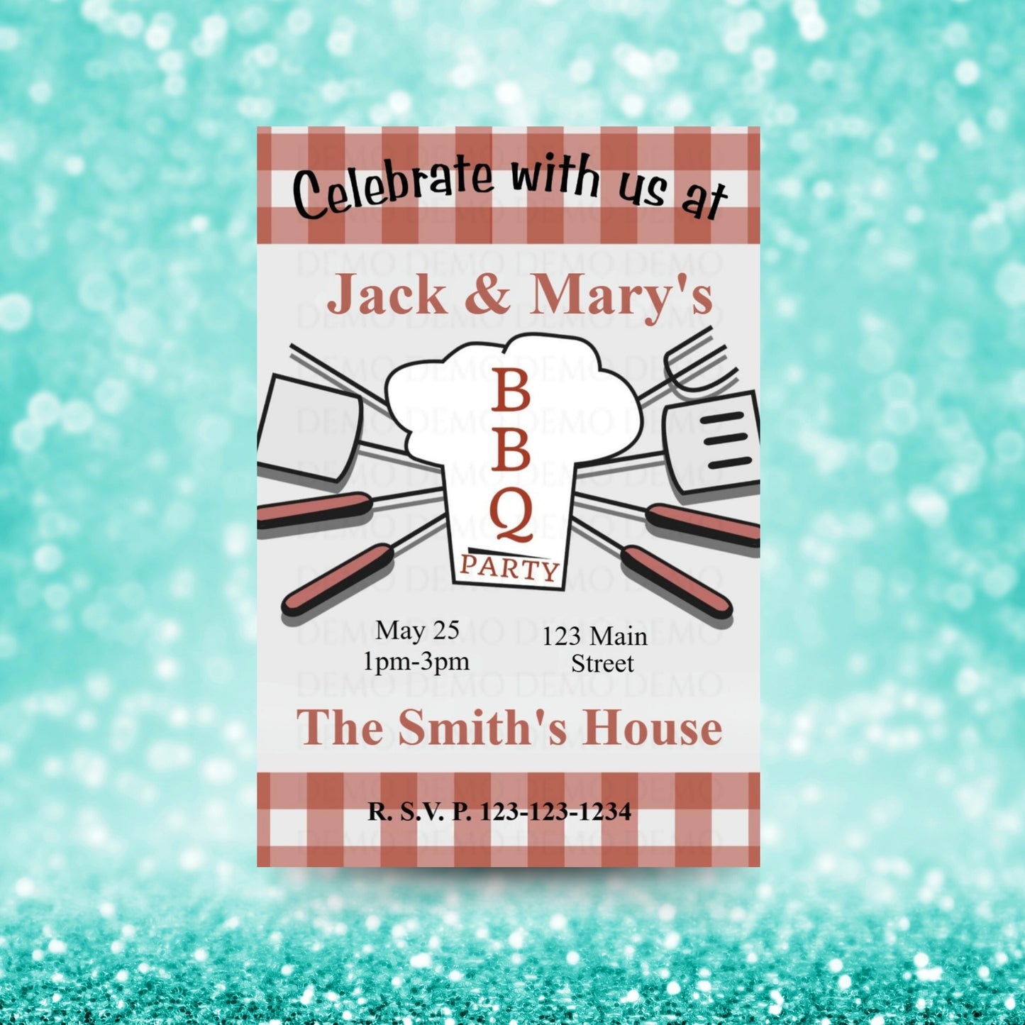 Personalized BBQ Housewarming Invite | Plaid