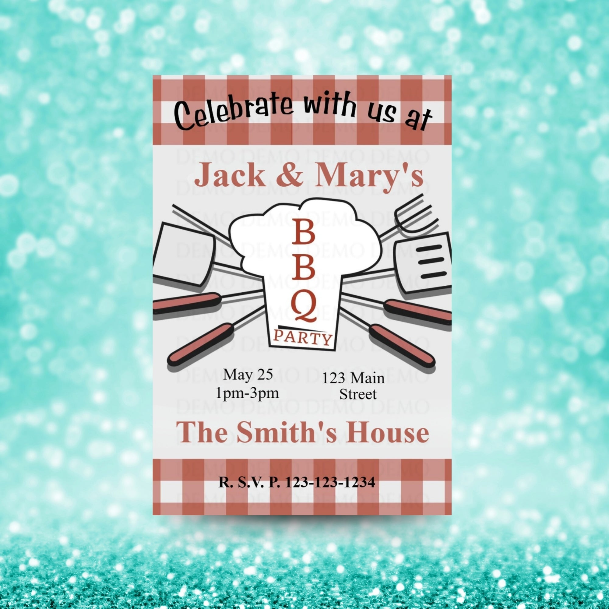 Personalized BBQ Housewarming Invite | Plaid