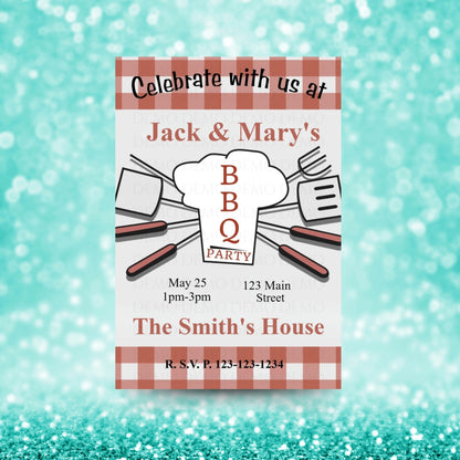 Personalized BBQ Housewarming Invite | Plaid