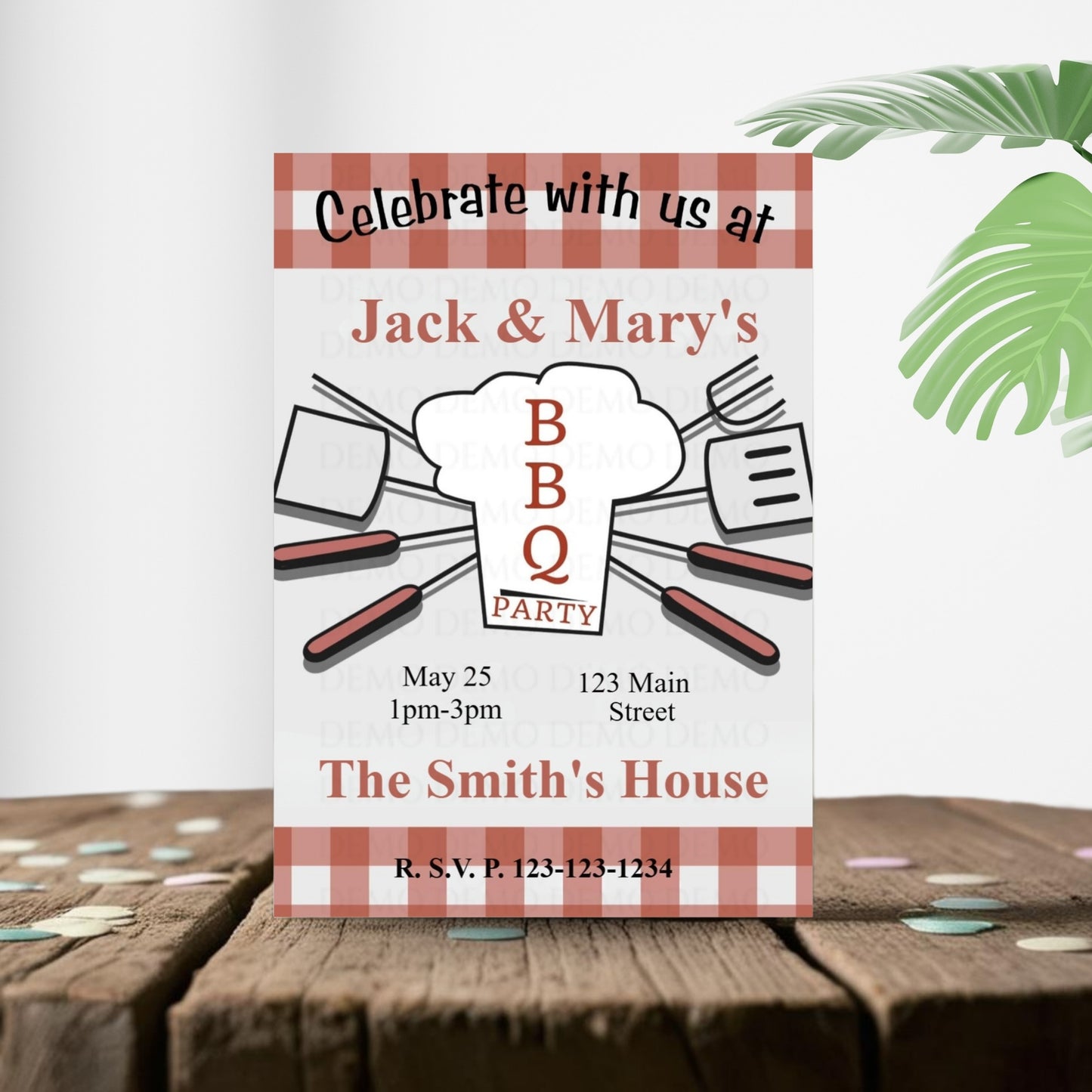 Personalized BBQ Housewarming Invite | Plaid
