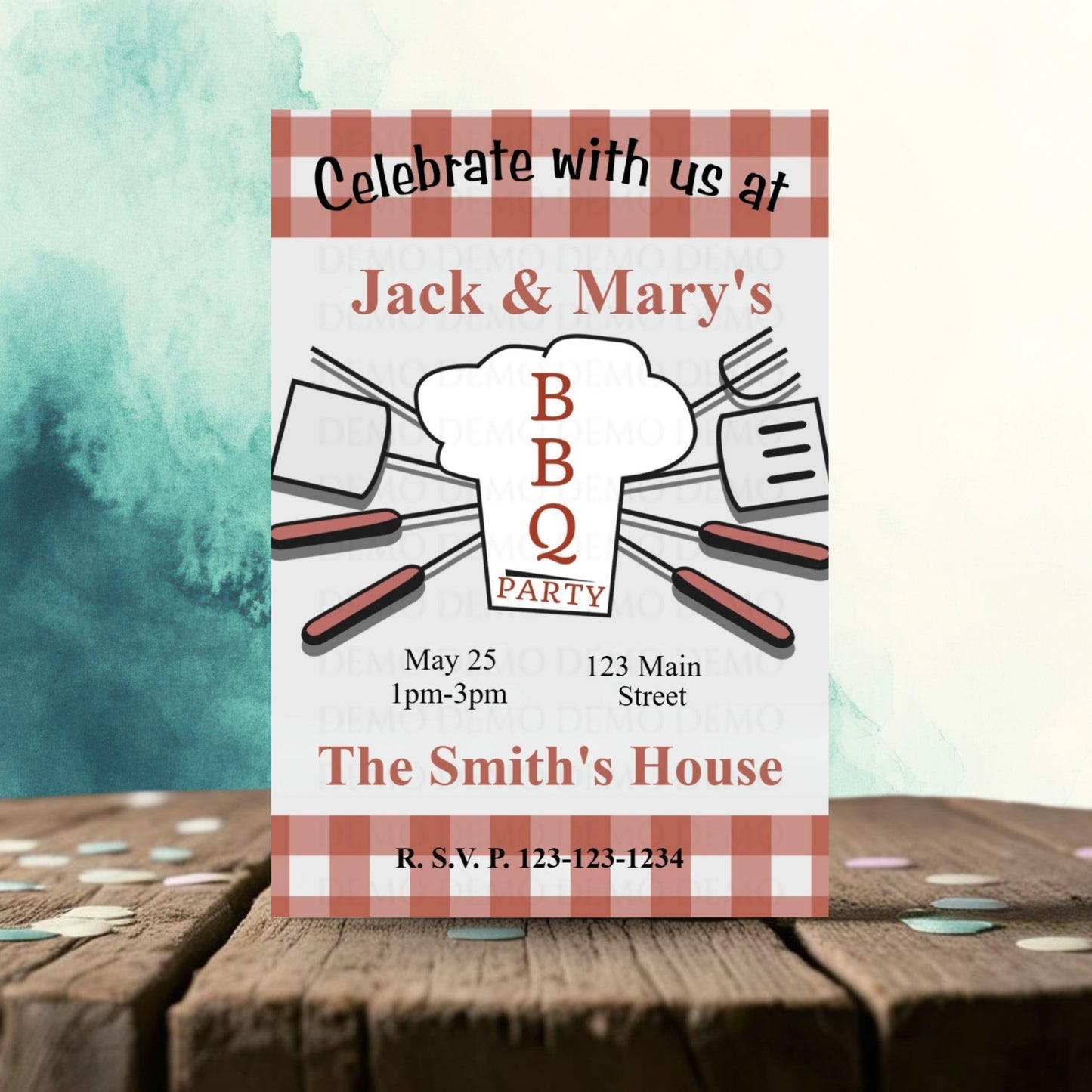 Personalized BBQ Housewarming Invite | Plaid