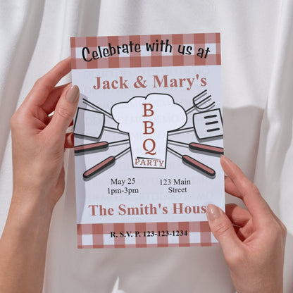 Personalized BBQ Housewarming Invite | Plaid