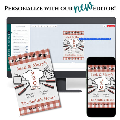 Personalized BBQ Housewarming Invite | Plaid