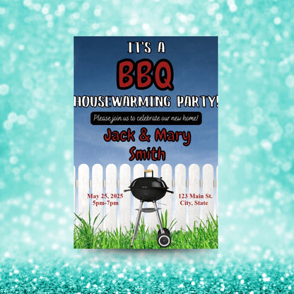 Personalized Backyard BBQ Housewarming Invite