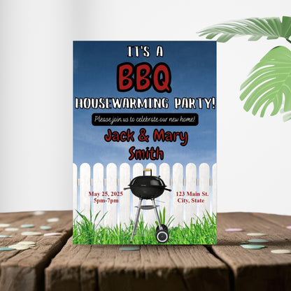 Personalized Backyard BBQ Housewarming Invite