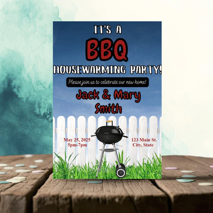 Personalized Backyard BBQ Housewarming Invite