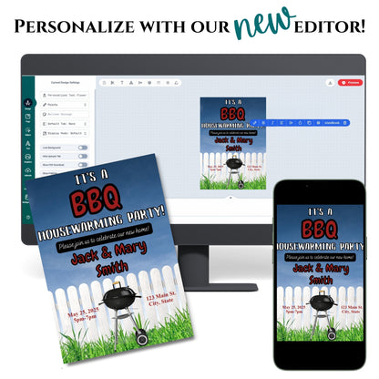 Personalized Backyard BBQ Housewarming Invite