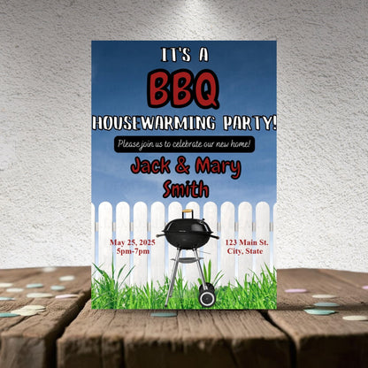Personalized Backyard BBQ Housewarming Invite