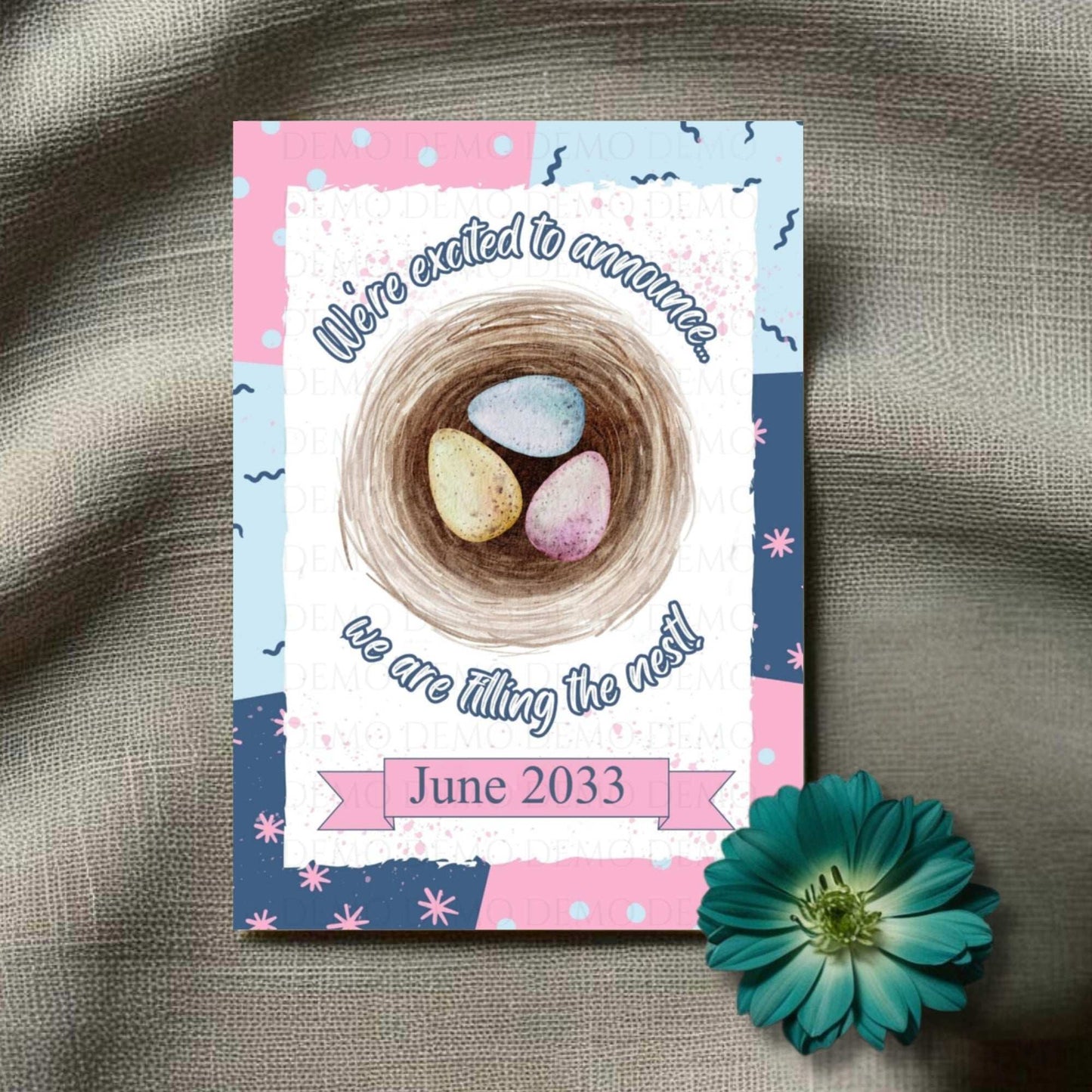 Bird’s Nest Pregnancy Announcement – Personalized Printable Reveal