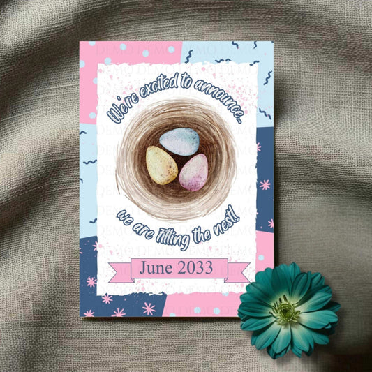 Bird’s Nest Pregnancy Announcement – Personalized Printable Reveal