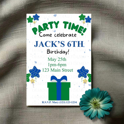 Personalized Birthday Party Invite | Blue