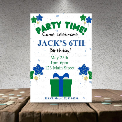 Personalized Birthday Party Invite | Blue