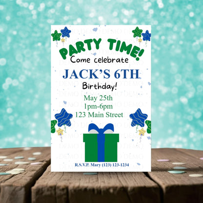 Personalized Birthday Party Invite | Blue