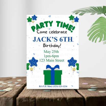 Personalized Birthday Party Invite | Blue