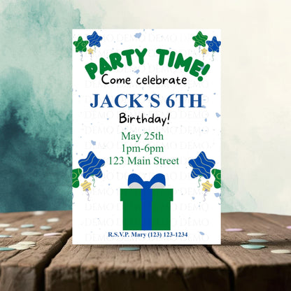 Personalized Birthday Party Invite | Blue