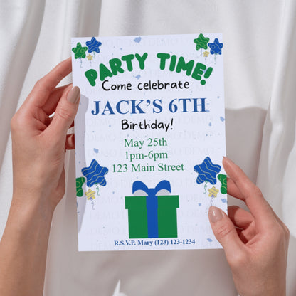 Personalized Birthday Party Invite | Blue