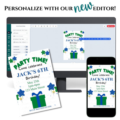 Personalized Birthday Party Invite | Blue