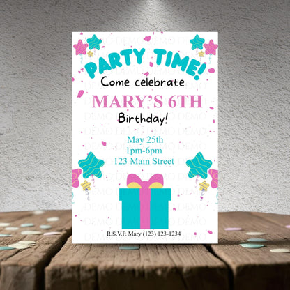 Personalized Birthday Party Invite | Pink