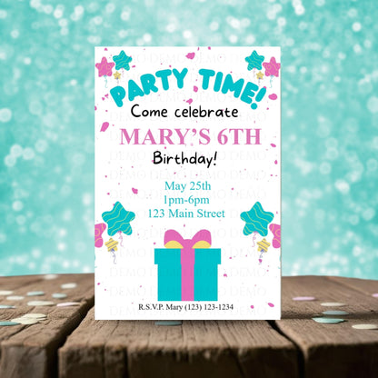 Personalized Birthday Party Invite | Pink