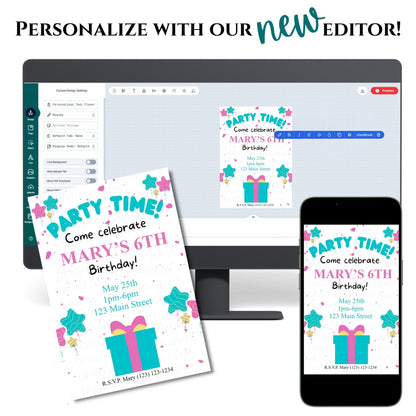 Personalized Birthday Party Invite | Pink