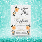Personalized Black/Peach Floral Bridal Shower Invitation