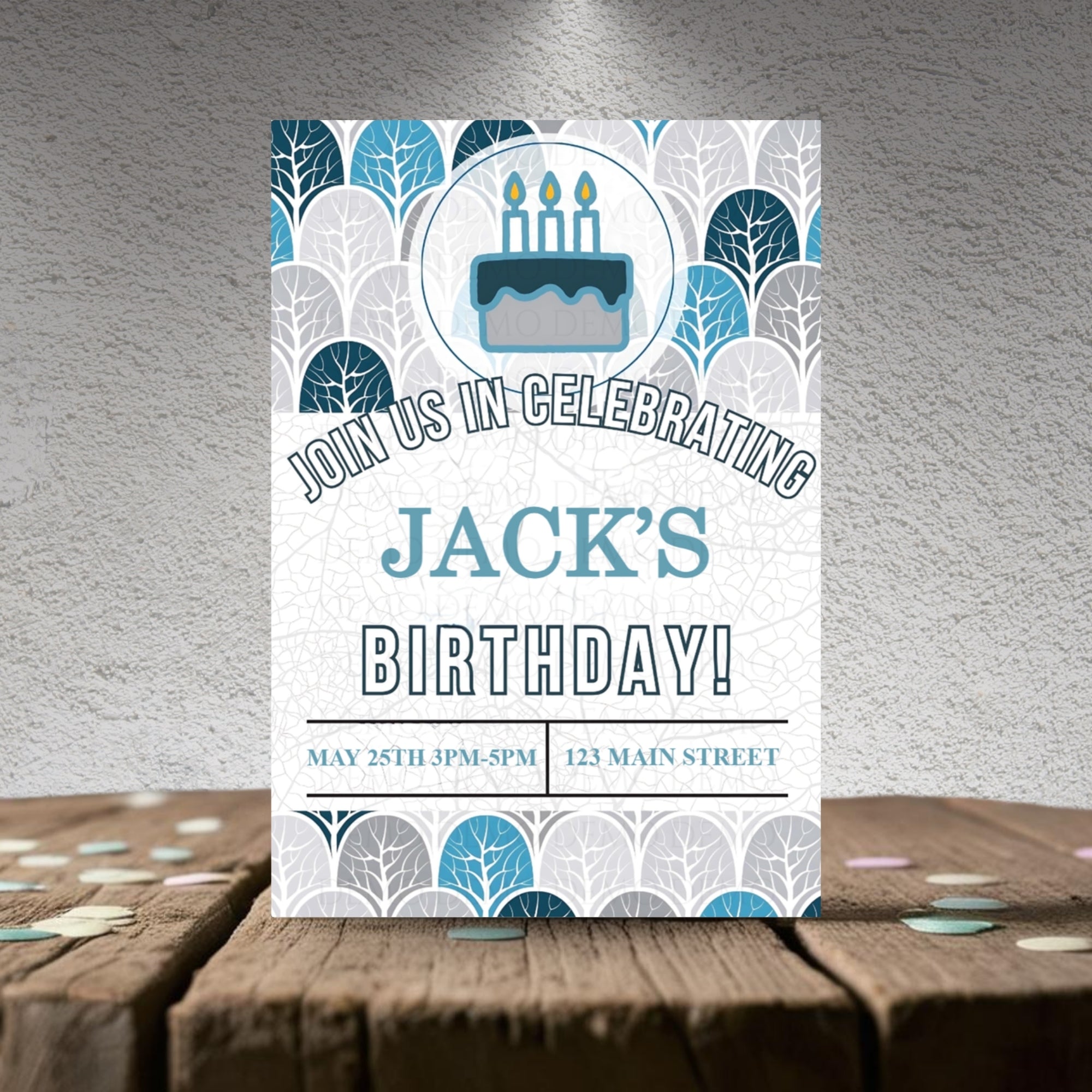 Personalized Blue Trees Birthday Invitation