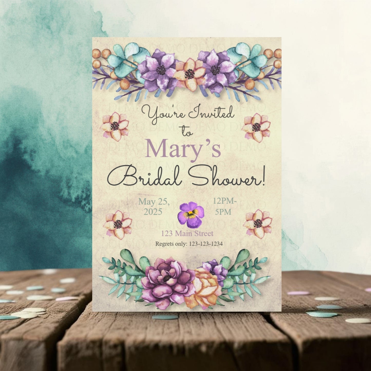 Personalized Bold Floral Bridal Shower Invitation