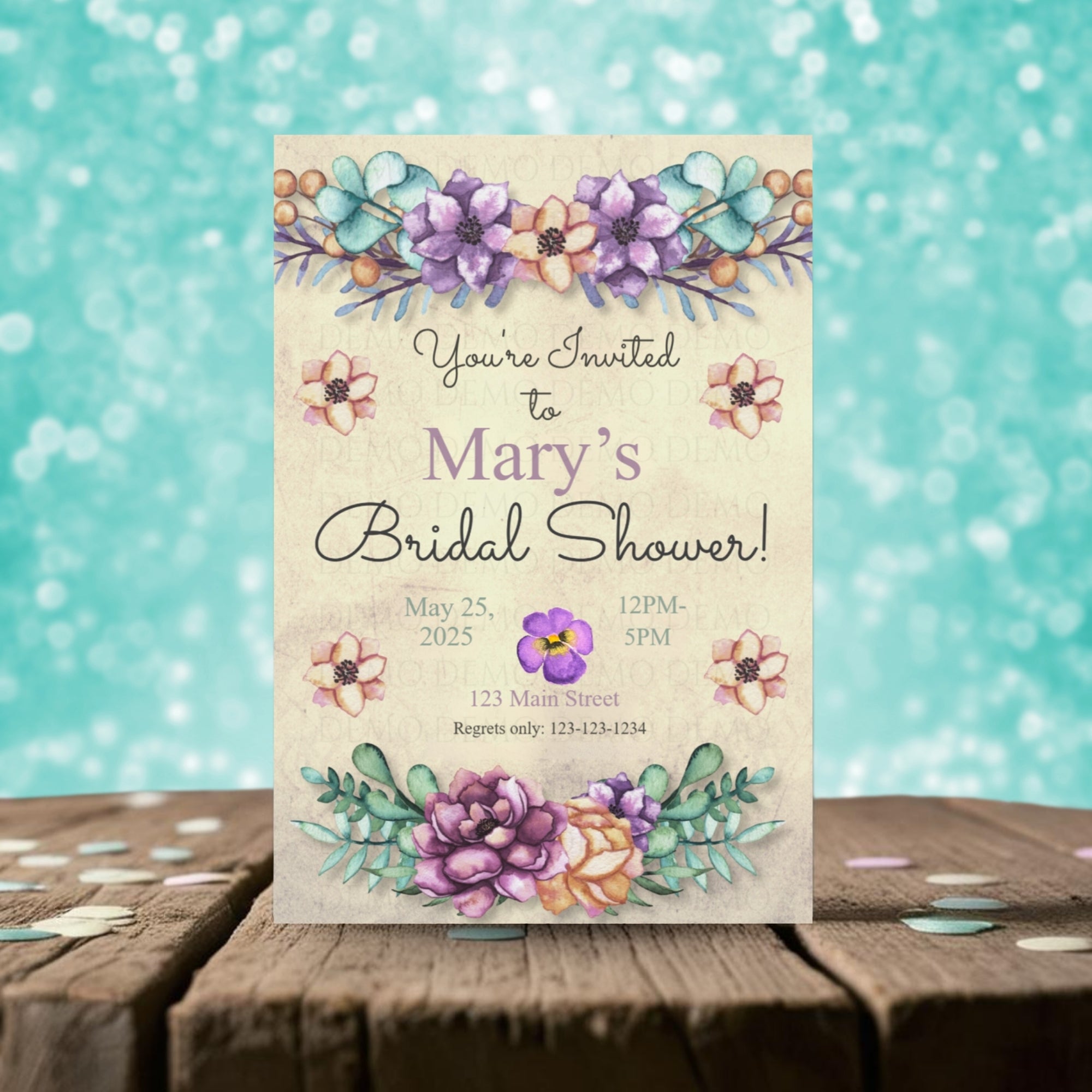 Personalized Bold Floral Bridal Shower Invitation