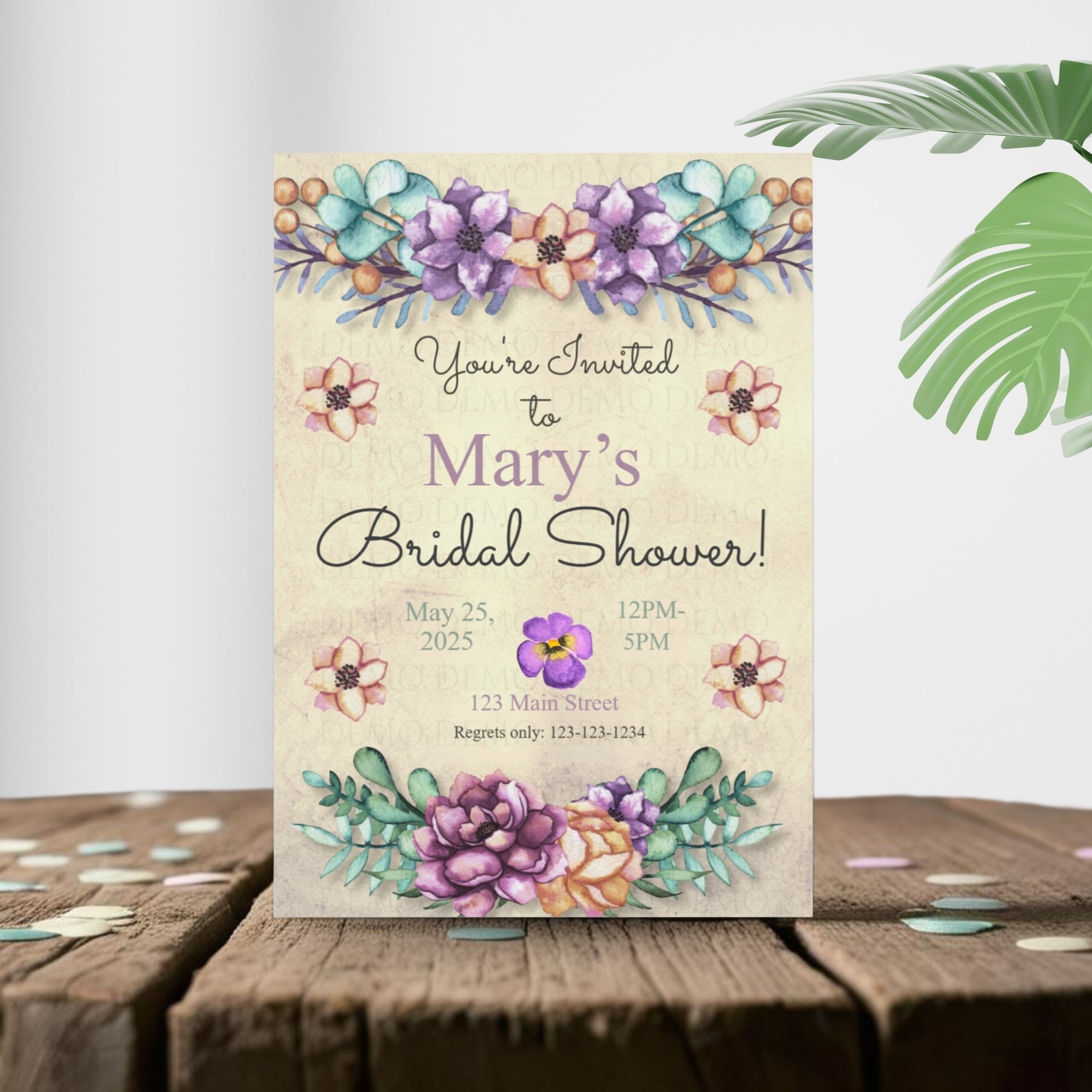 Personalized Bold Floral Bridal Shower Invitation