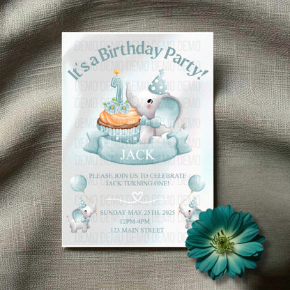 Personalized Boy's First Birthday Invite