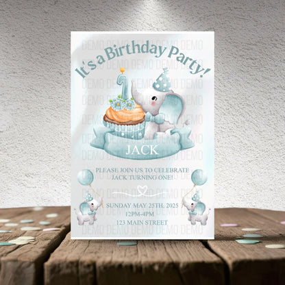 Personalized Boy's First Birthday Invite